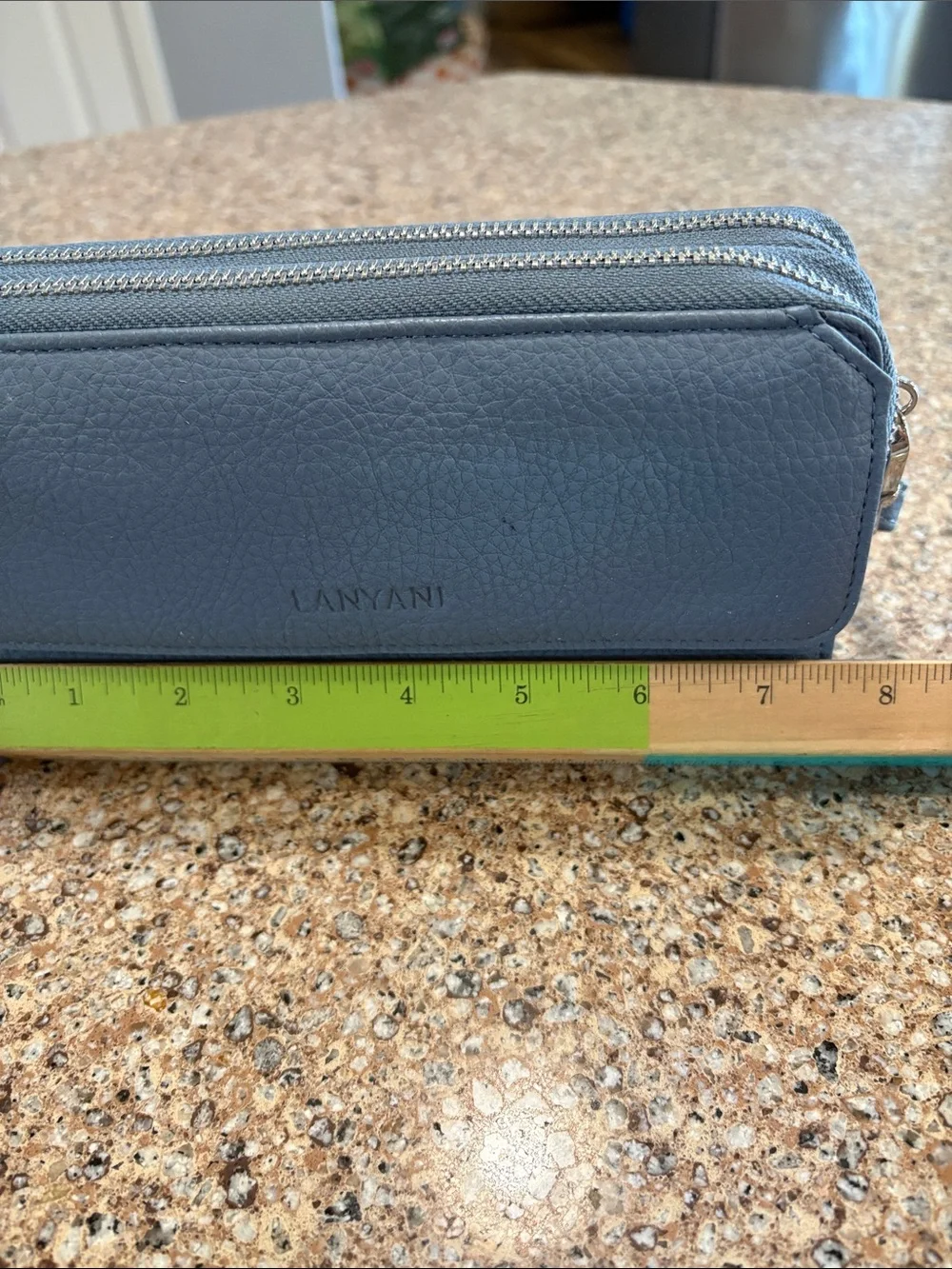 Lanyani Blue Leather Crossbody Wallet - RFID